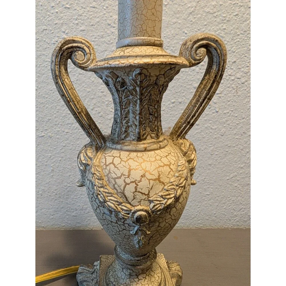 Berman Vintage Ornate Urn Table Lamp Crackle Glaze Resin 14